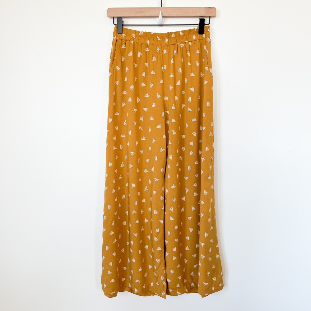 Carly Jean Los Angeles Jocelyn Wide Leg Crop Pants Small Yellow - Picture 2 of 13